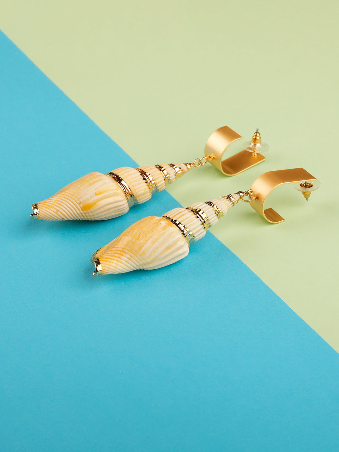 

Silver Shine Contemporary Drop Earrings, Gold