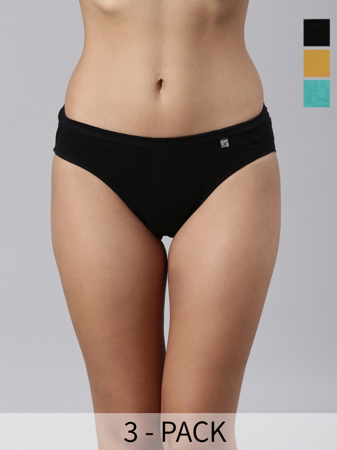 

Kryptic Pack Of 3 Cotton Mid-Rise Bikini Briefs KRWBR601_605_610_R4, Yellow