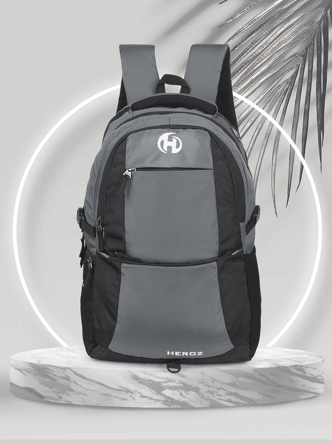 

HEROZ Brand Logo Up To 18 Inch Colourblocked Backpacks, Grey