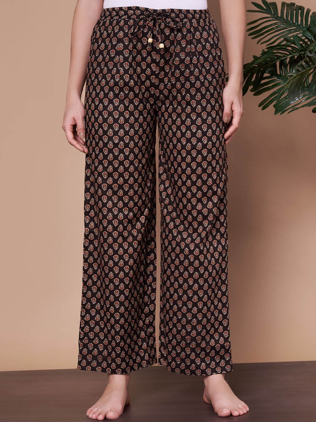 

ETC Printed Cotton Lounge Pants, Black