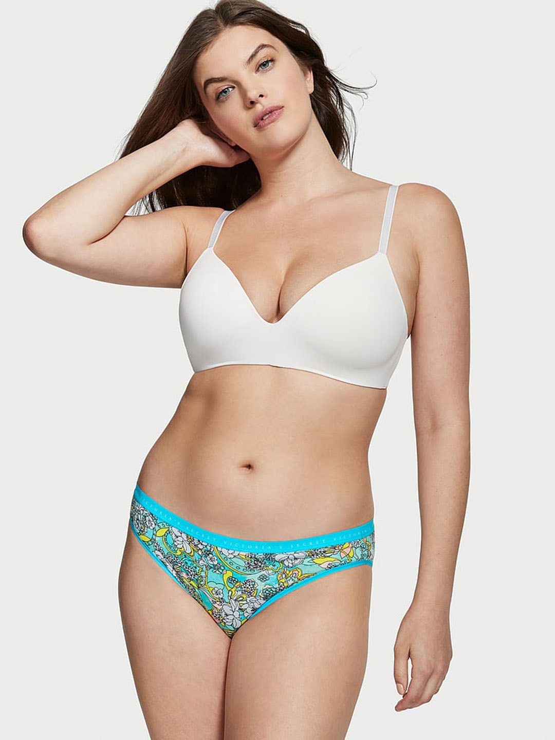 

Victoria's Secret Women Printed Mid-Rise Bikini Briefs, Turquoise blue