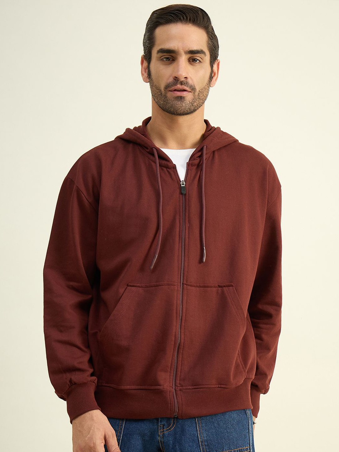 

COLOR CAPITAL Unisex Solid Hood Cotton Ribbed Sweatshirt, Brown