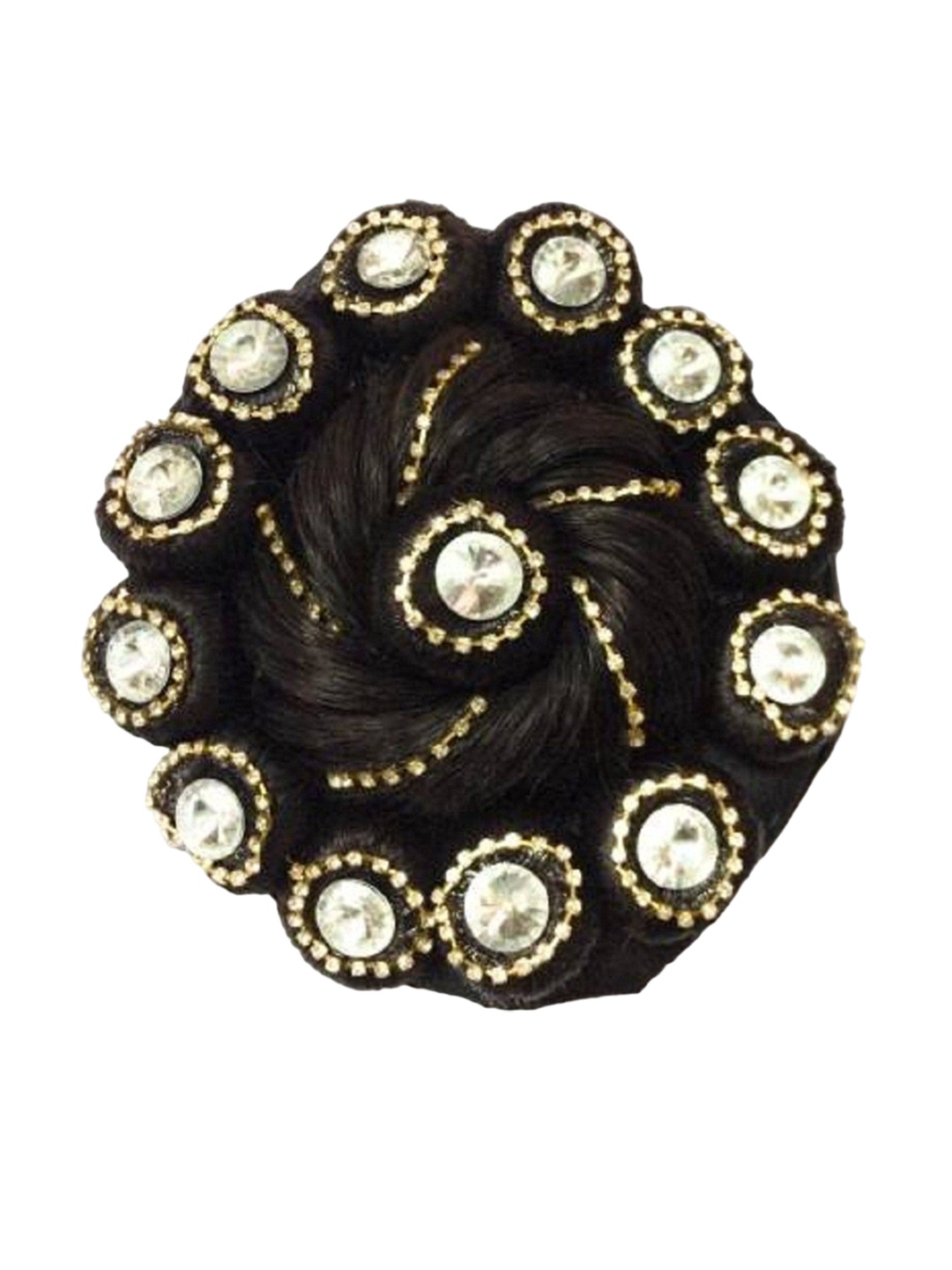 

ABRISH Halo Waterproof Stones Studded Curly Bun Hair Extension - 10 Inch - Brown