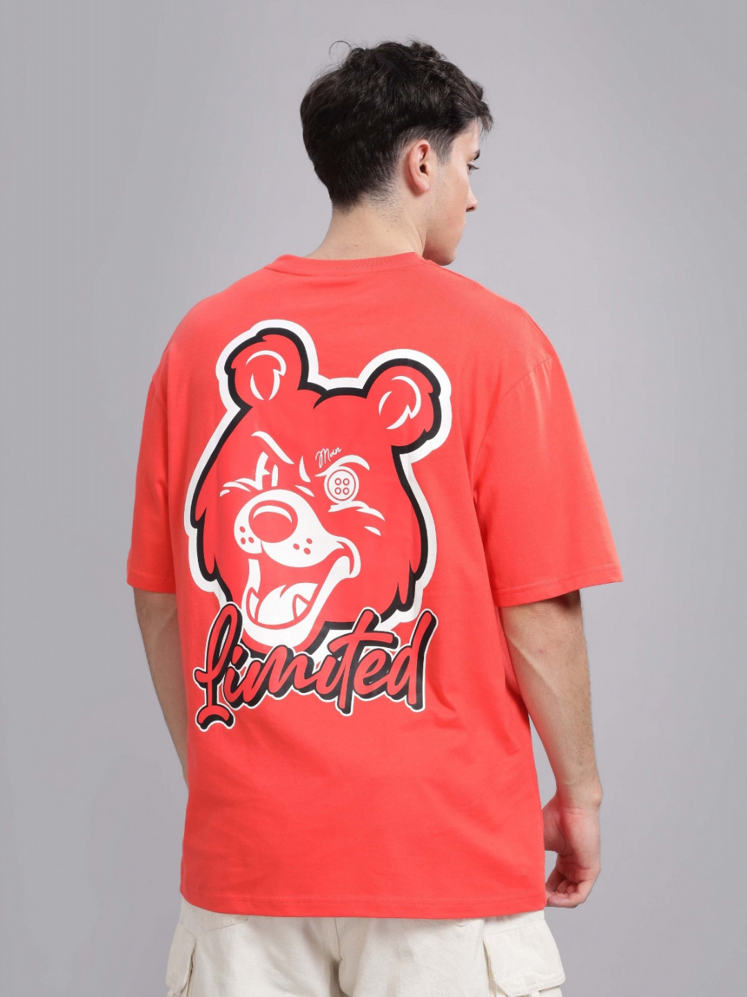 

TOMHIDDLE Men Graphic Printed Round Neck Cotton Oversized T-shirt, Red