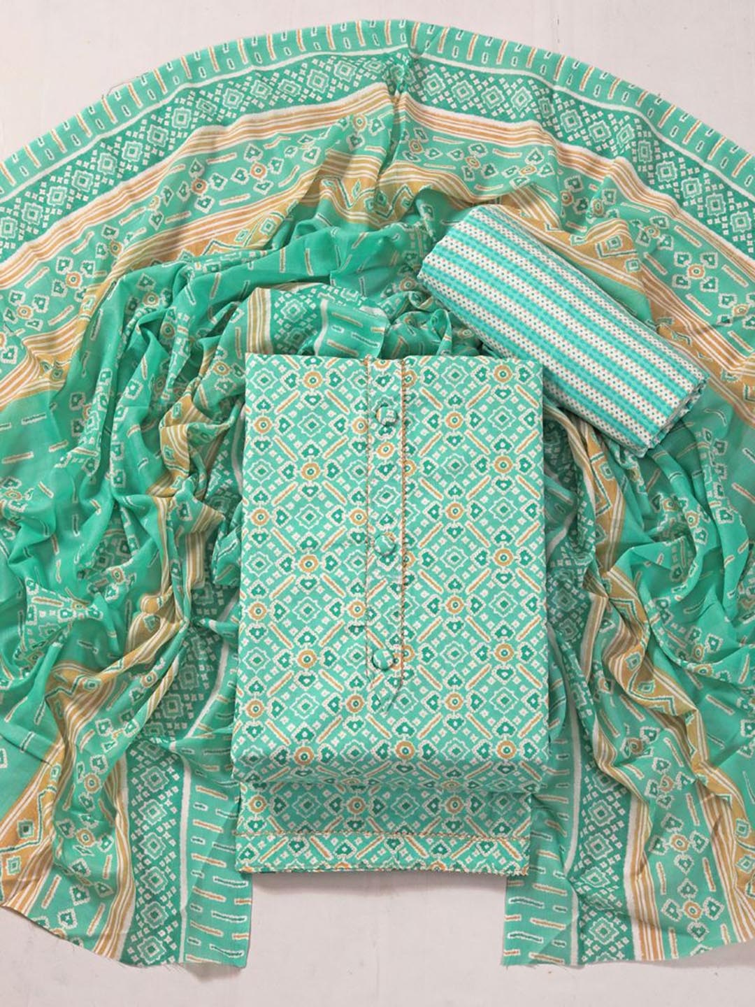 

ASISA Women Ethnic Motifs Printed Unstitched Dress Material, Turquoise blue