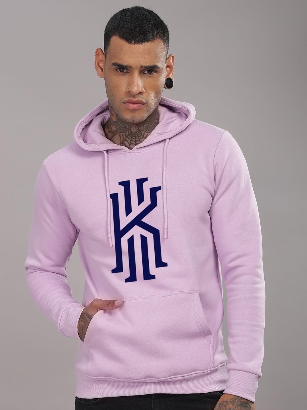 

ADRO Men Graphic Printed Hood Cotton Pullover Sweatshirt, Lavender