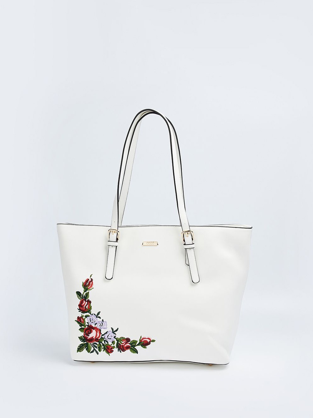 

CODE by Lifestyle Women Floral Embroidered Oversized Shoulder Bag, White