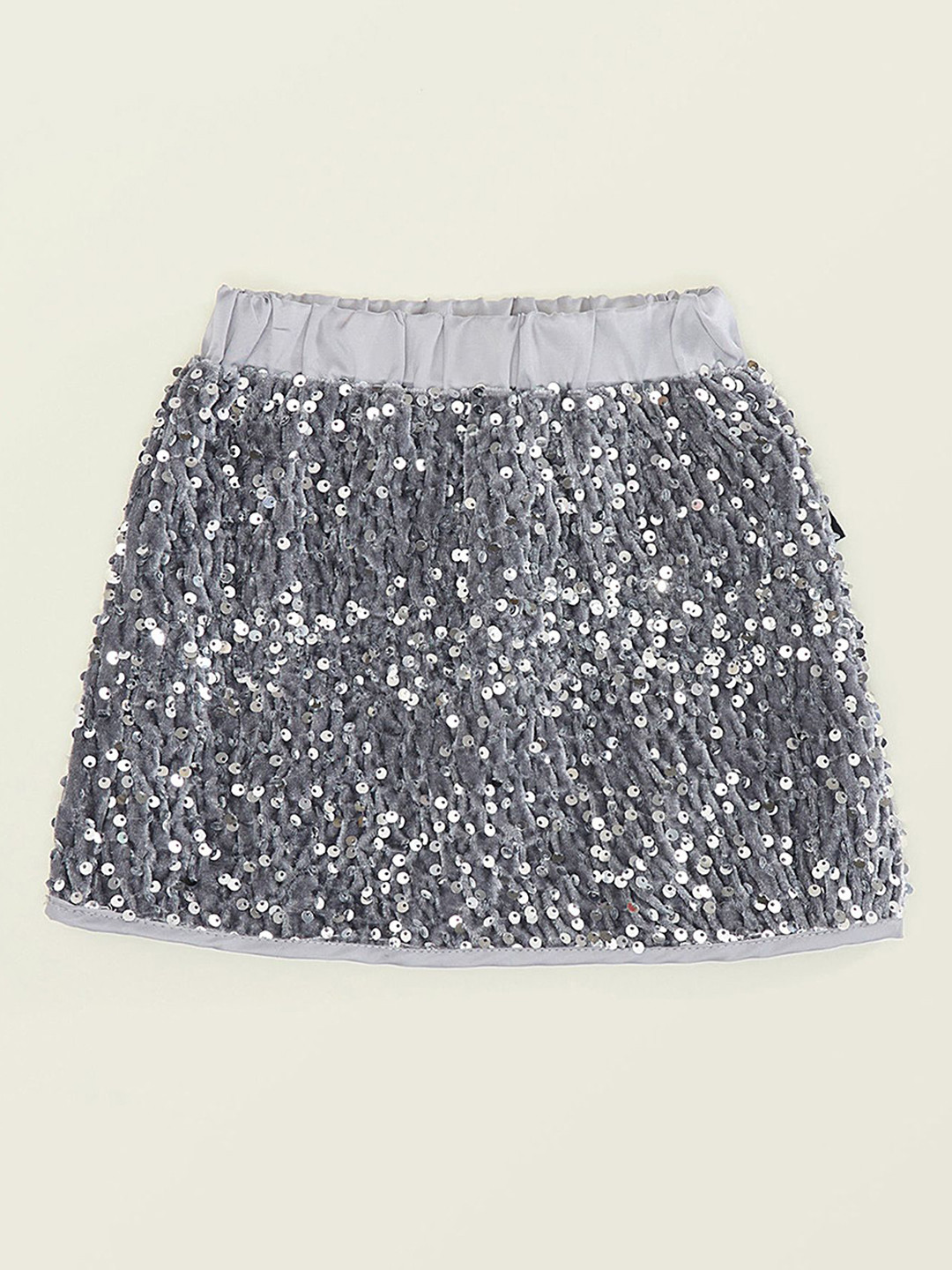 

LULU & SKY Girls Sequin-Embellished Flared Mini Skirts, Grey