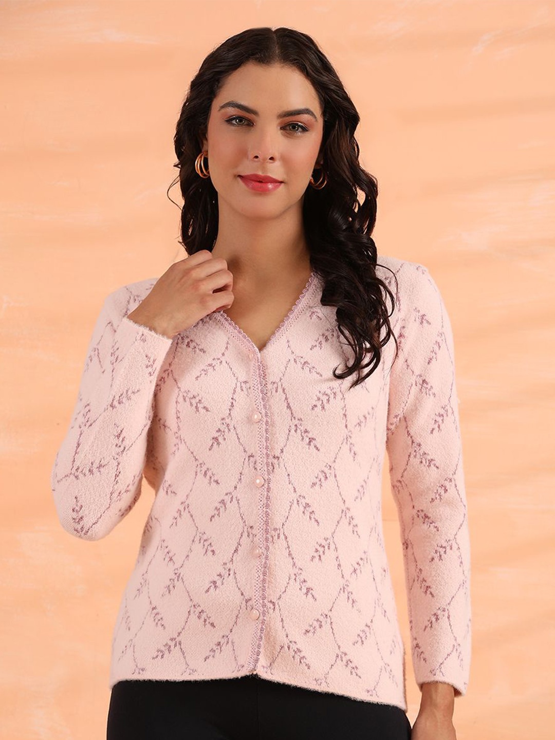 

Cayman Women Cable Knit Woollen Cardigan, Mauve