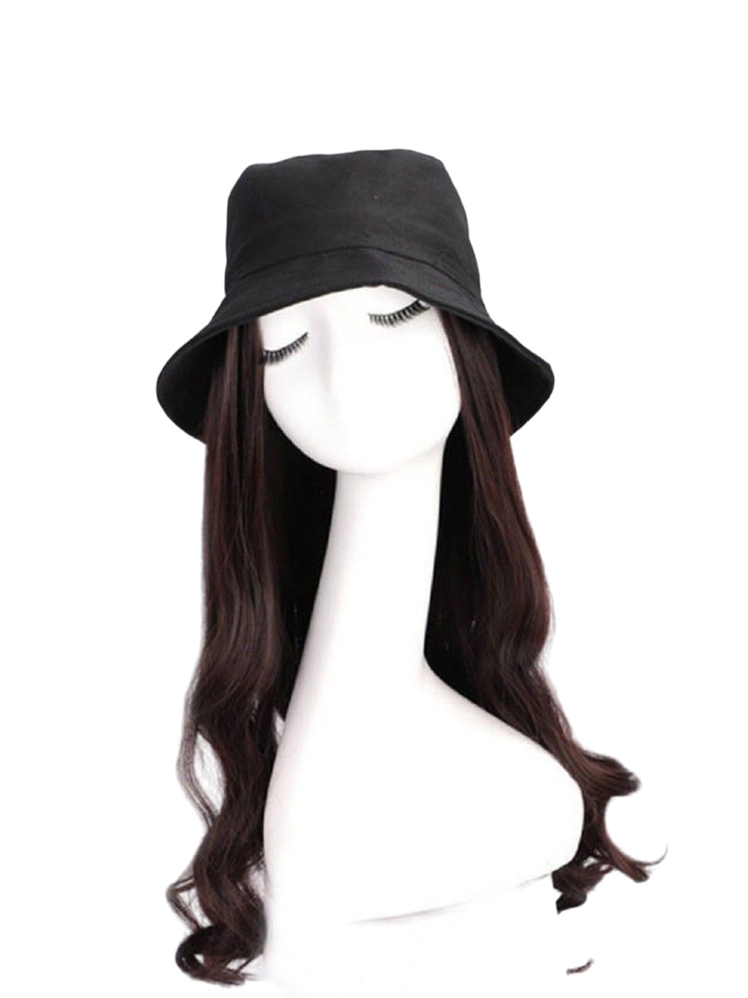 

HAVEREAM Hat Wig Curly Hair Extension - Brown - 24 inch