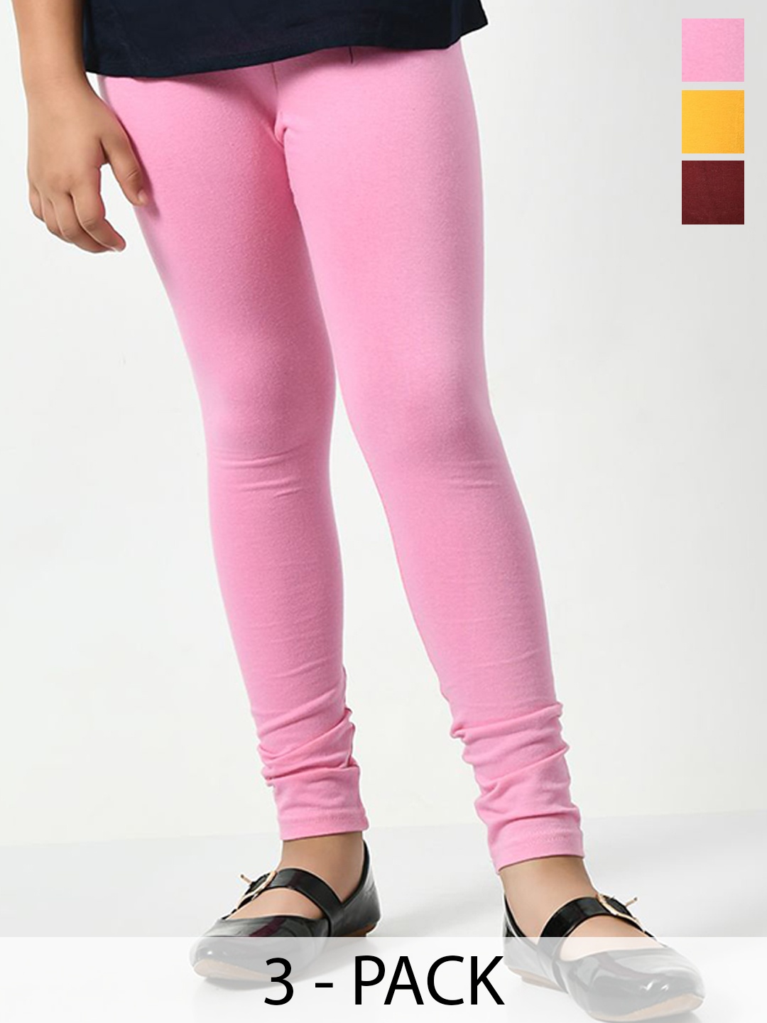 

KAYU Girls Pack Of 3 Ankle-Length Lenggings, Yellow