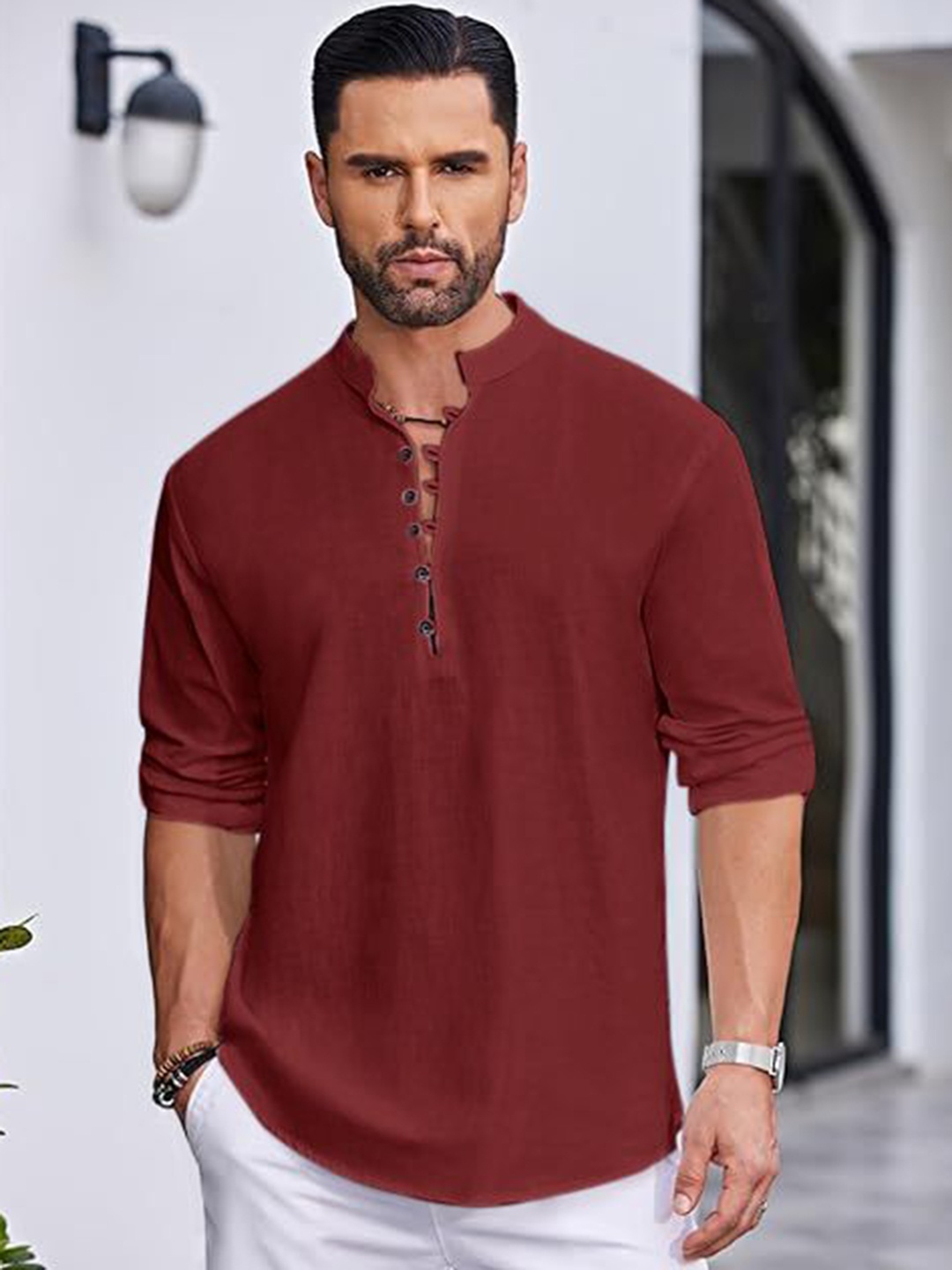 

FINIVO FASHION Men Kurta, Maroon