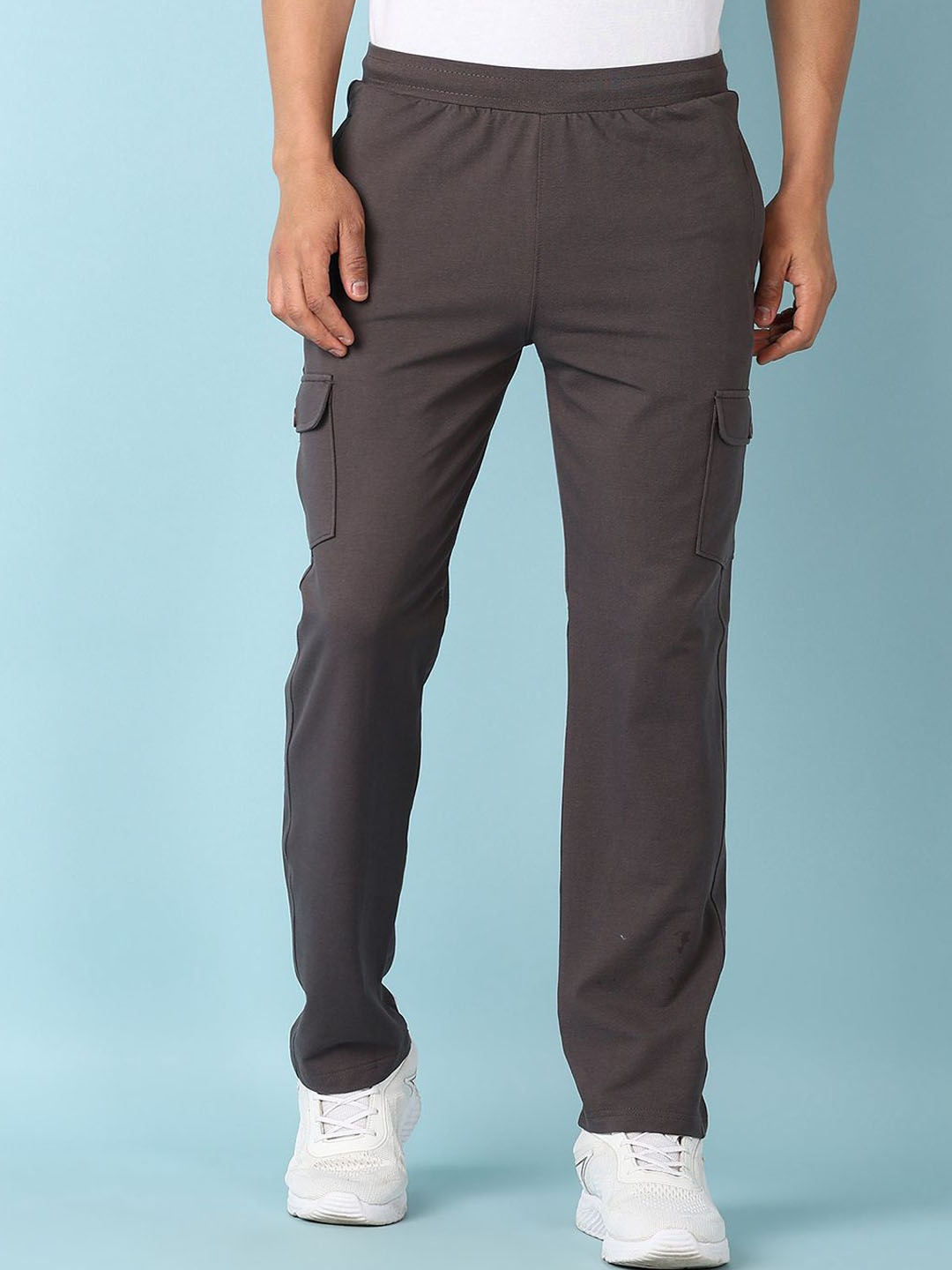 

V-Mart Men Regular Fit Cotton Track Pants, Grey