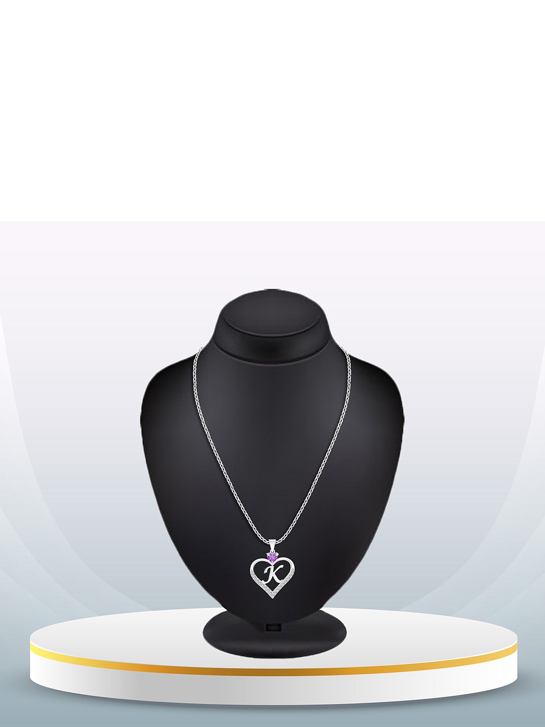 

Heer Collection Silver-Plated Cubic Zirconia Heart Shaped Pendant with Chain