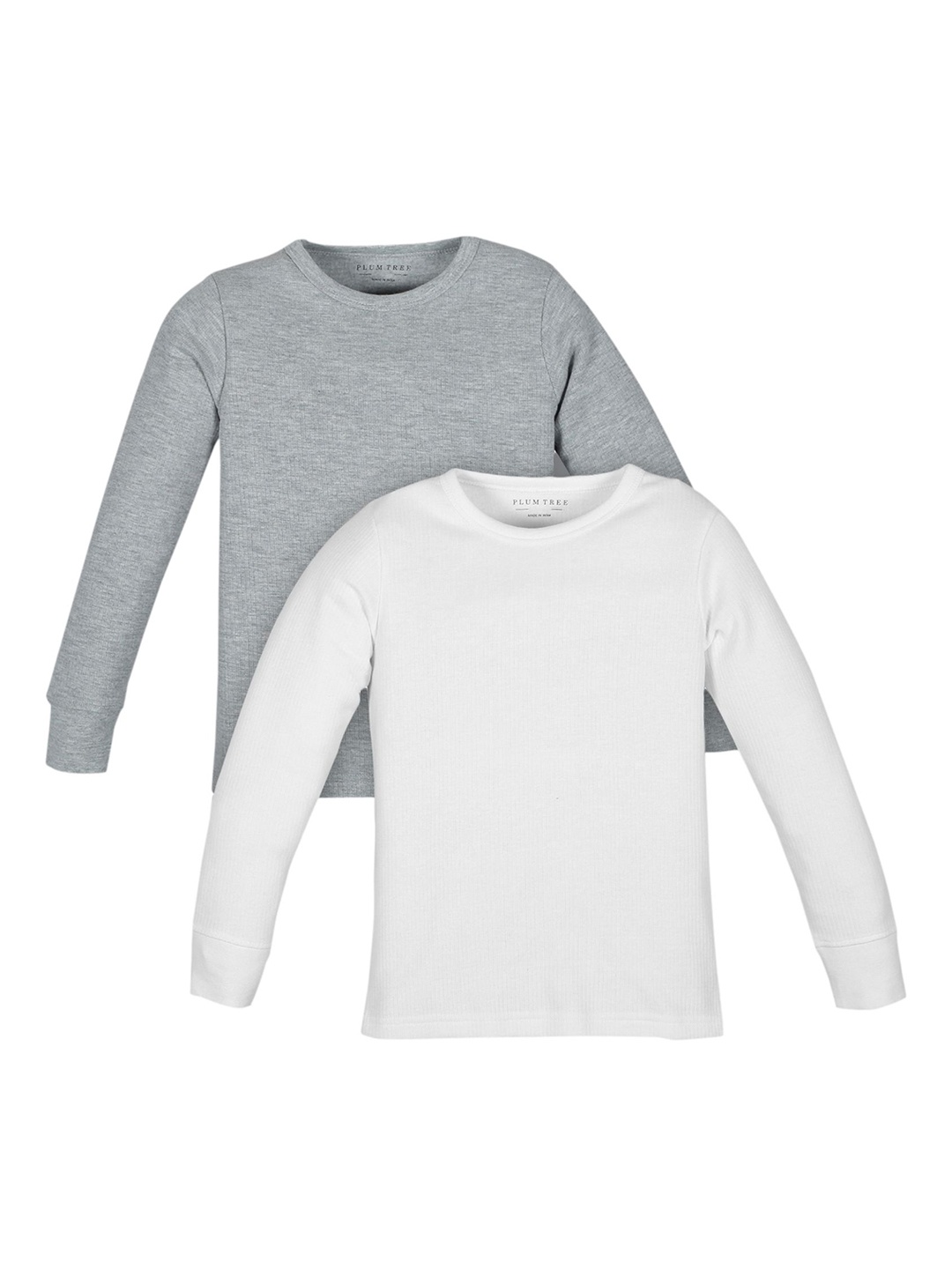 

PLUM TREE Boys Pack Of 2 Pure Cotton Thermal Tops, Grey melange