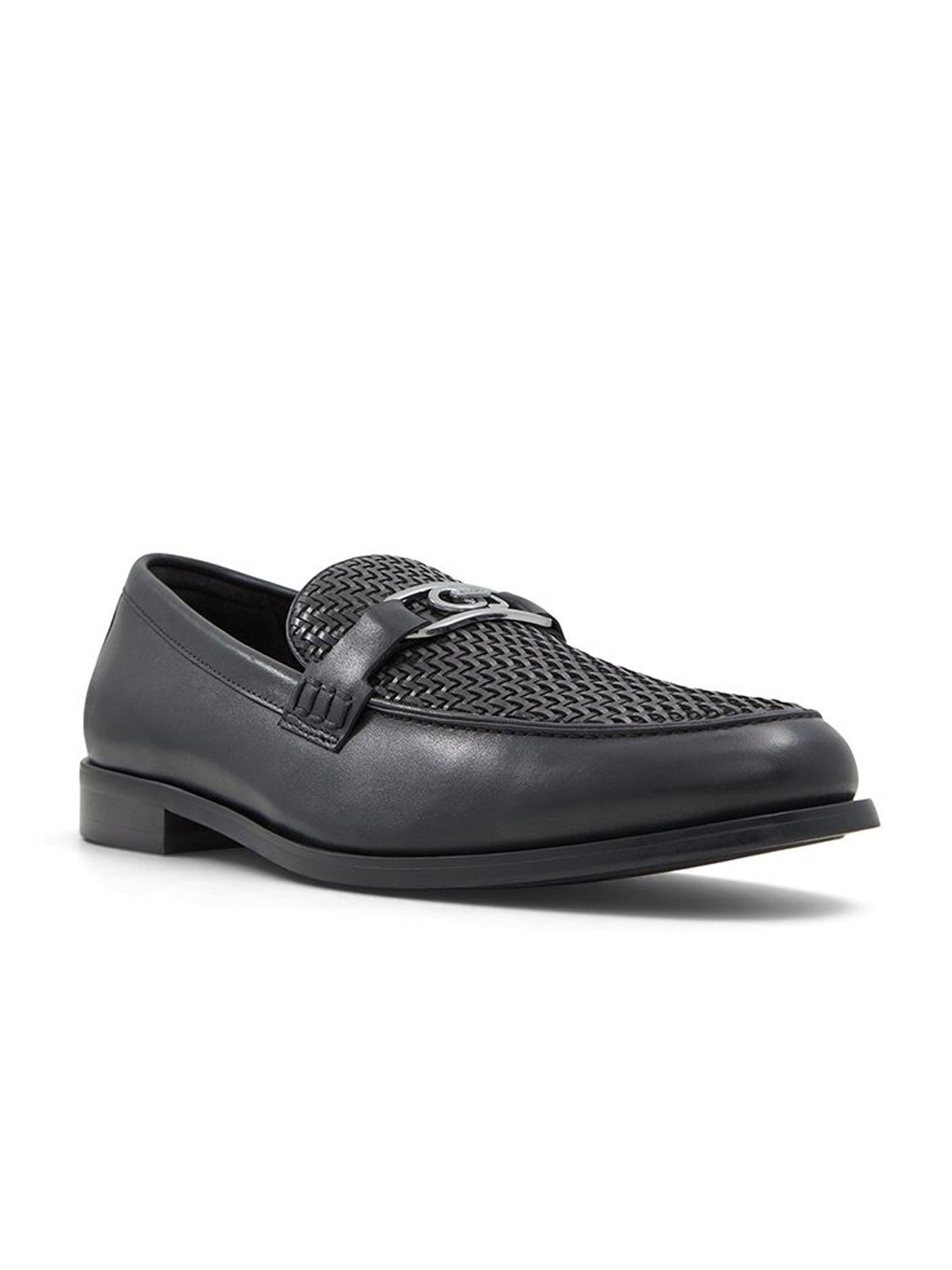 

ALDO Men Leather Textured Formal Loafers, Black