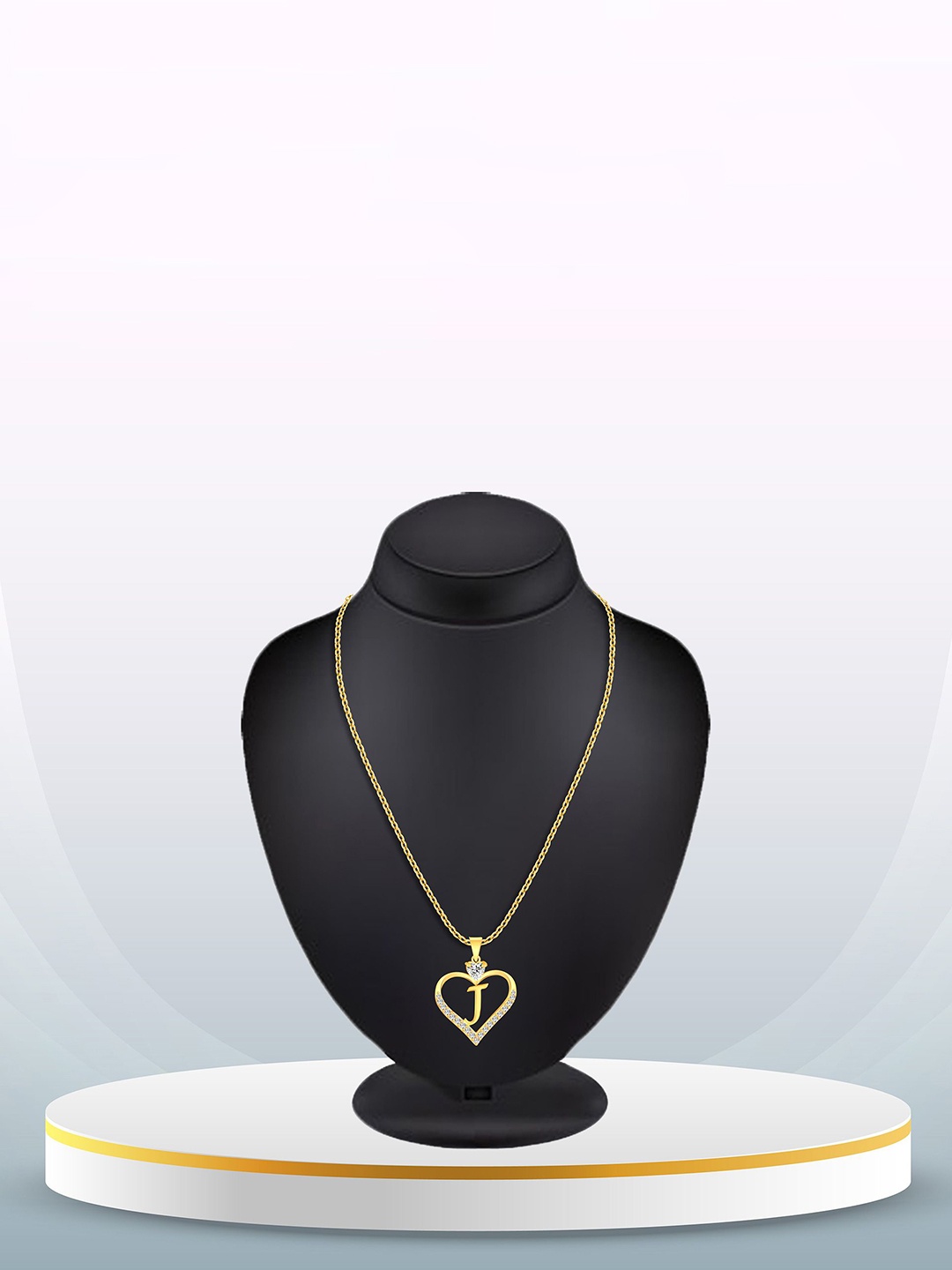 

Heer Collection Gold-Plated Cubic Zirconia Heart Shaped Pendant with Chain