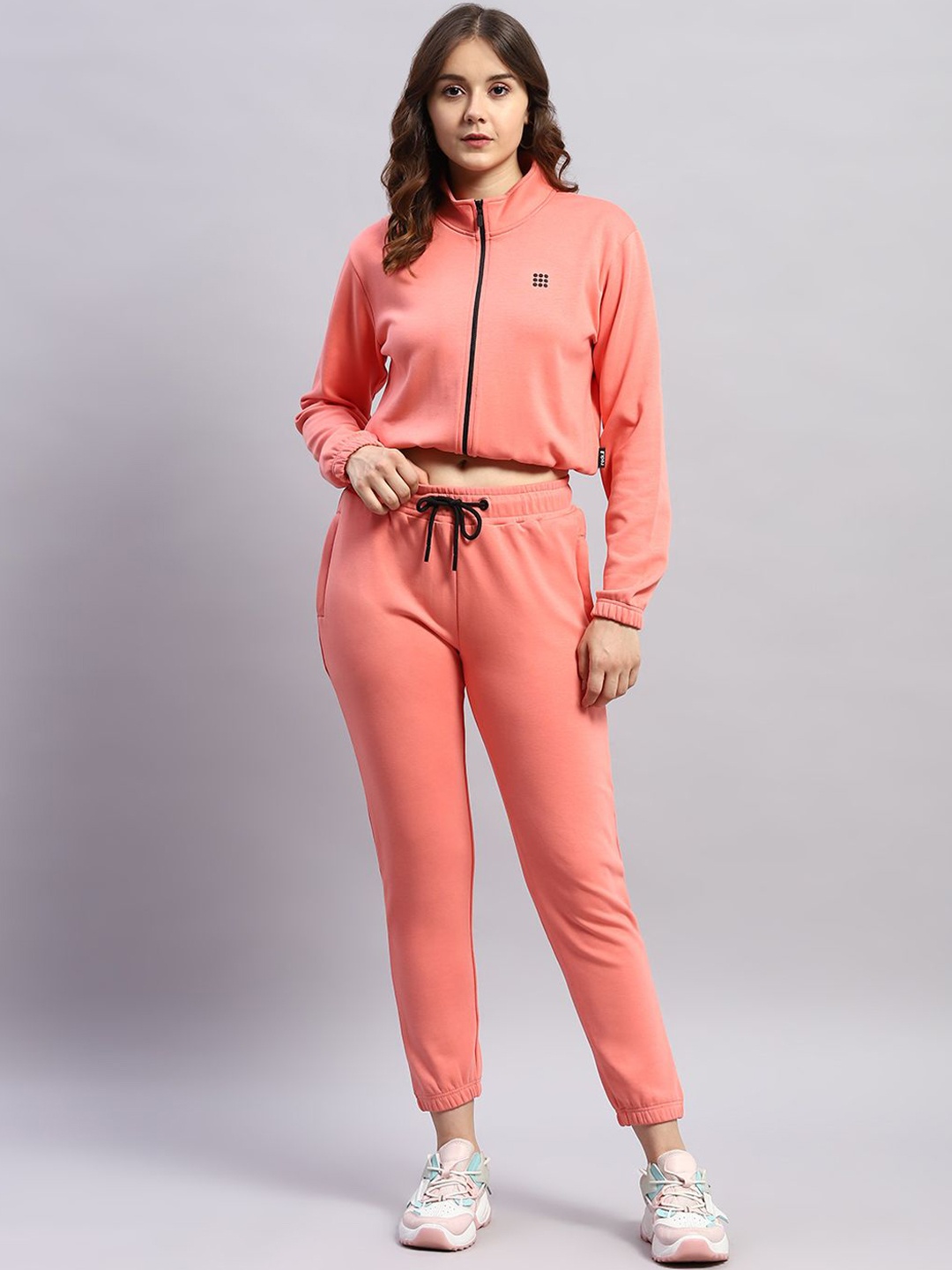 

rock.it Women Mock Neck Mid-Rise Tracksuit, Pink