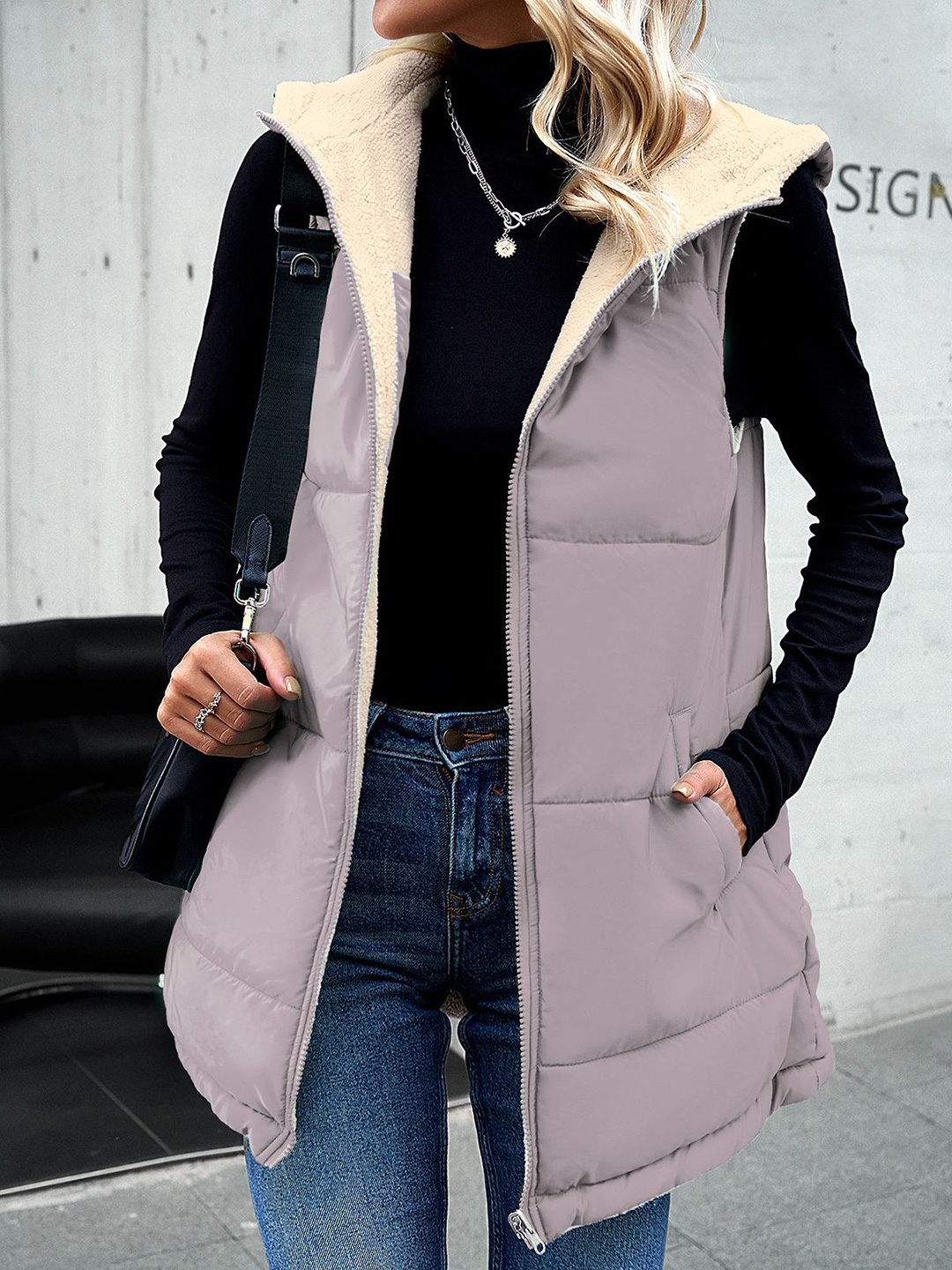 

StyleCast Women Hooded Solid Cotton Casual Padded Jacket, Lavender