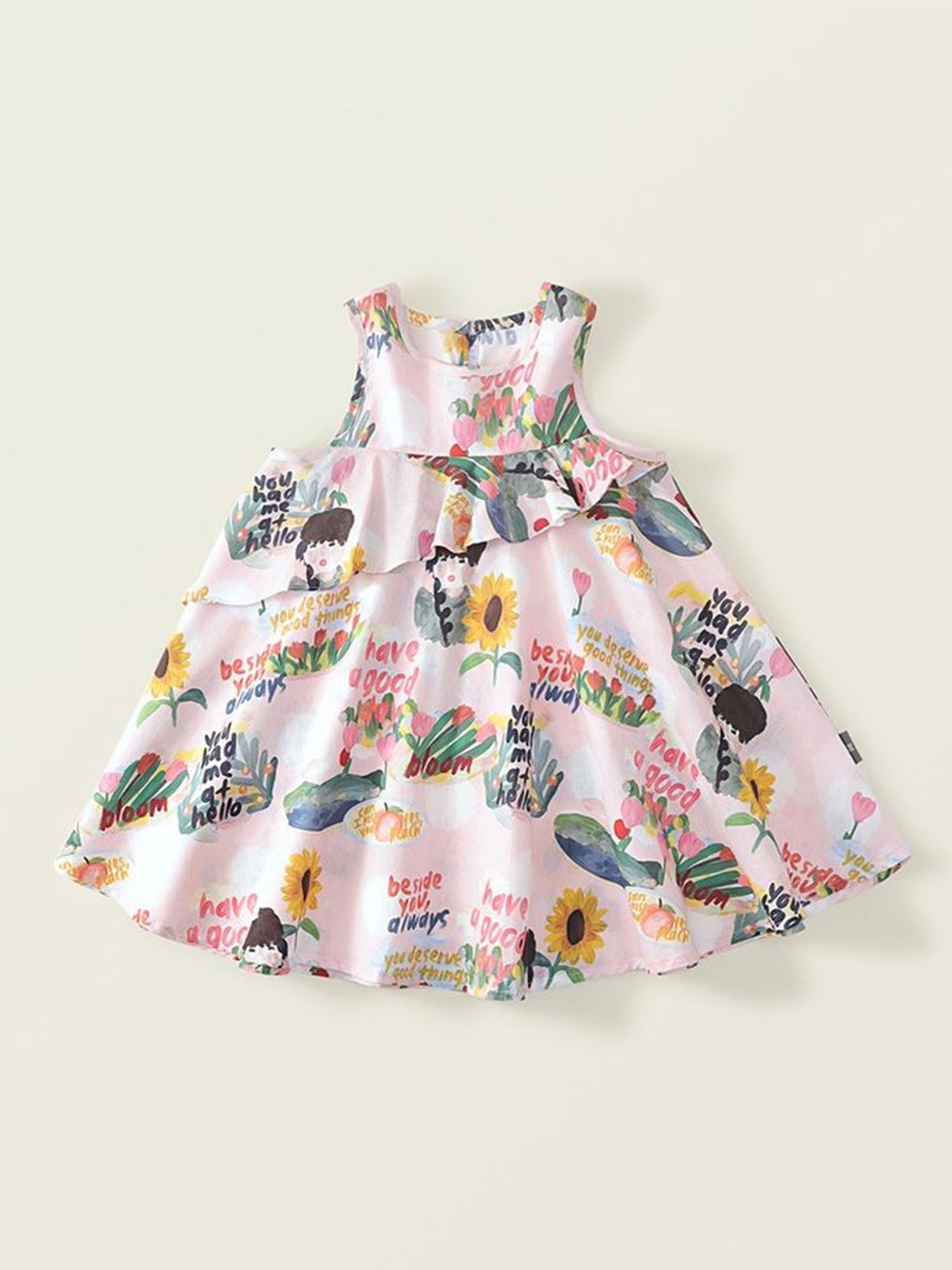 

LULU & SKY Girls Floral Print A-Line Dress, Pink
