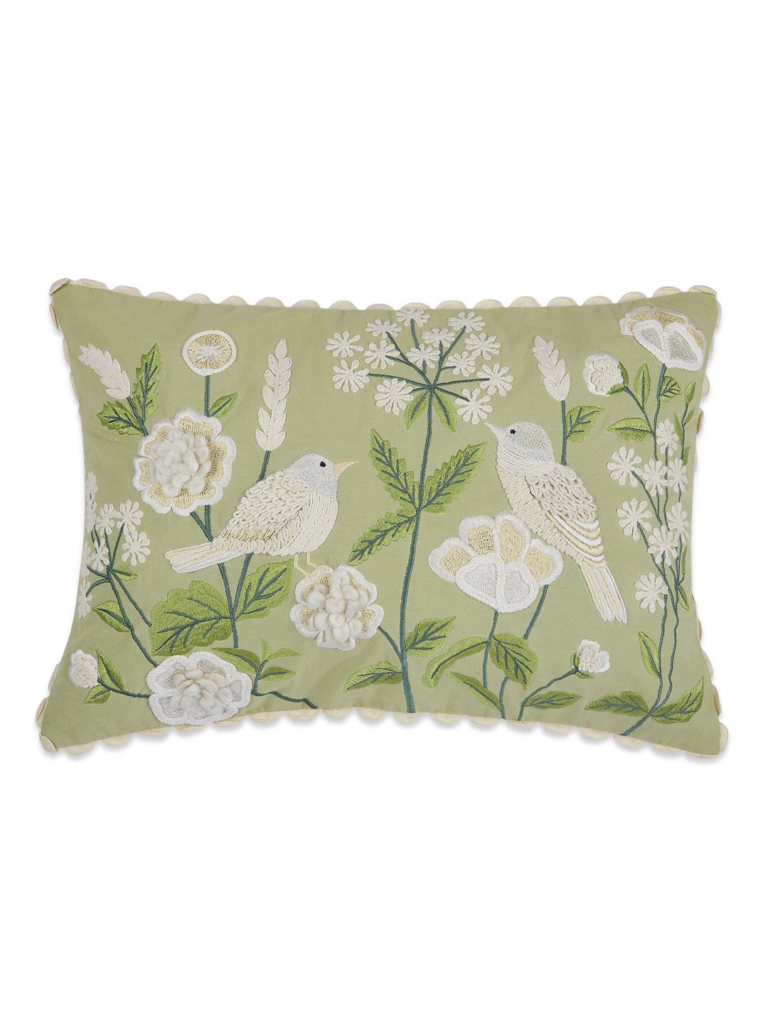 

haus & kinder Green & White Floral Embroidered Rectangle Cushion Covers