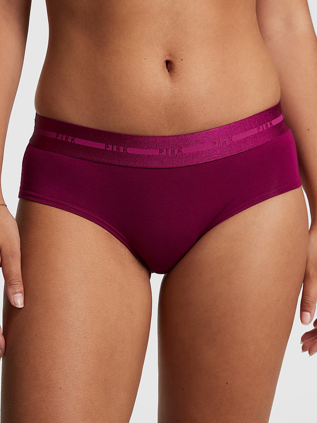 

Victoria's Secret Women Mid-Rise Hipster Brand Logo Printed Briefs, Magenta