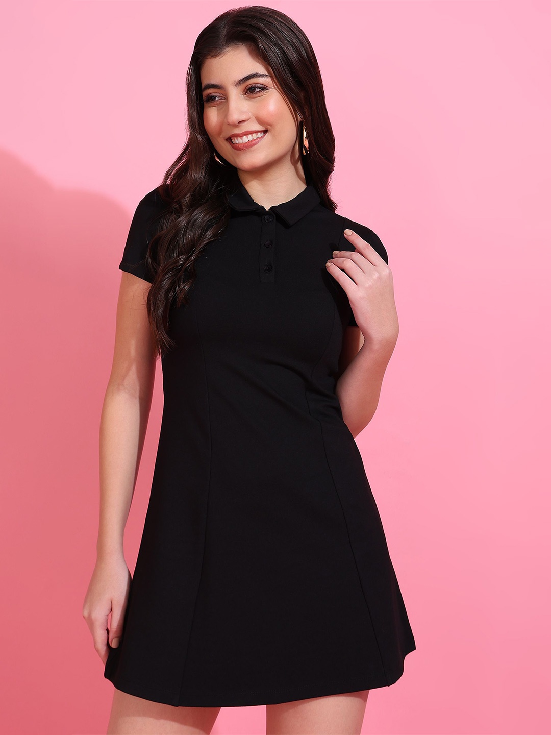 

Mast & Harbour Women Casual A-Line Dress, Black