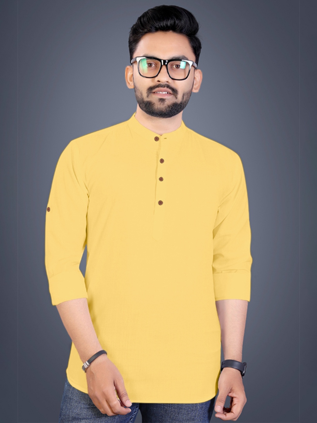 

FINIVO FASHION Men Kurta, Yellow