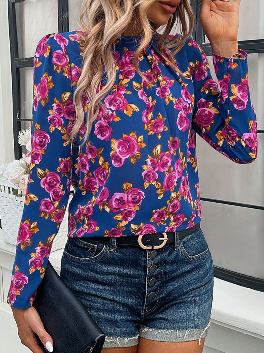 

StyleCast Women Floral Printed Round Neck Top, Blue