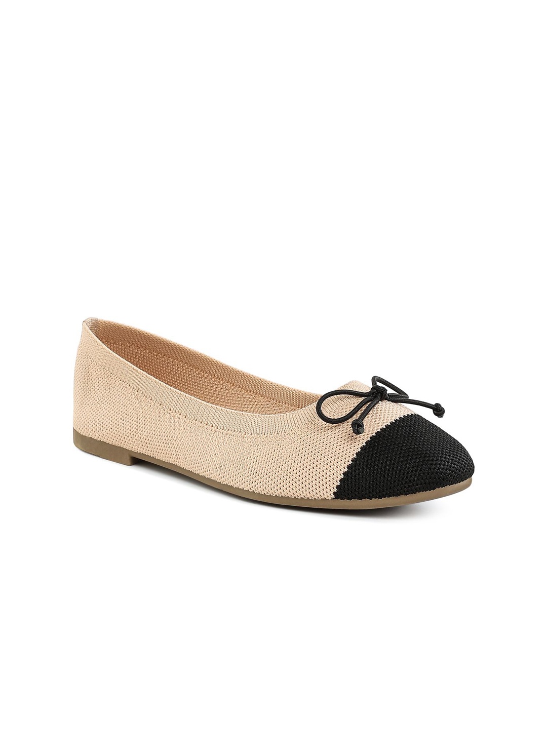 

London Rag Women Textured Square Toe Ballerina Flats, Beige