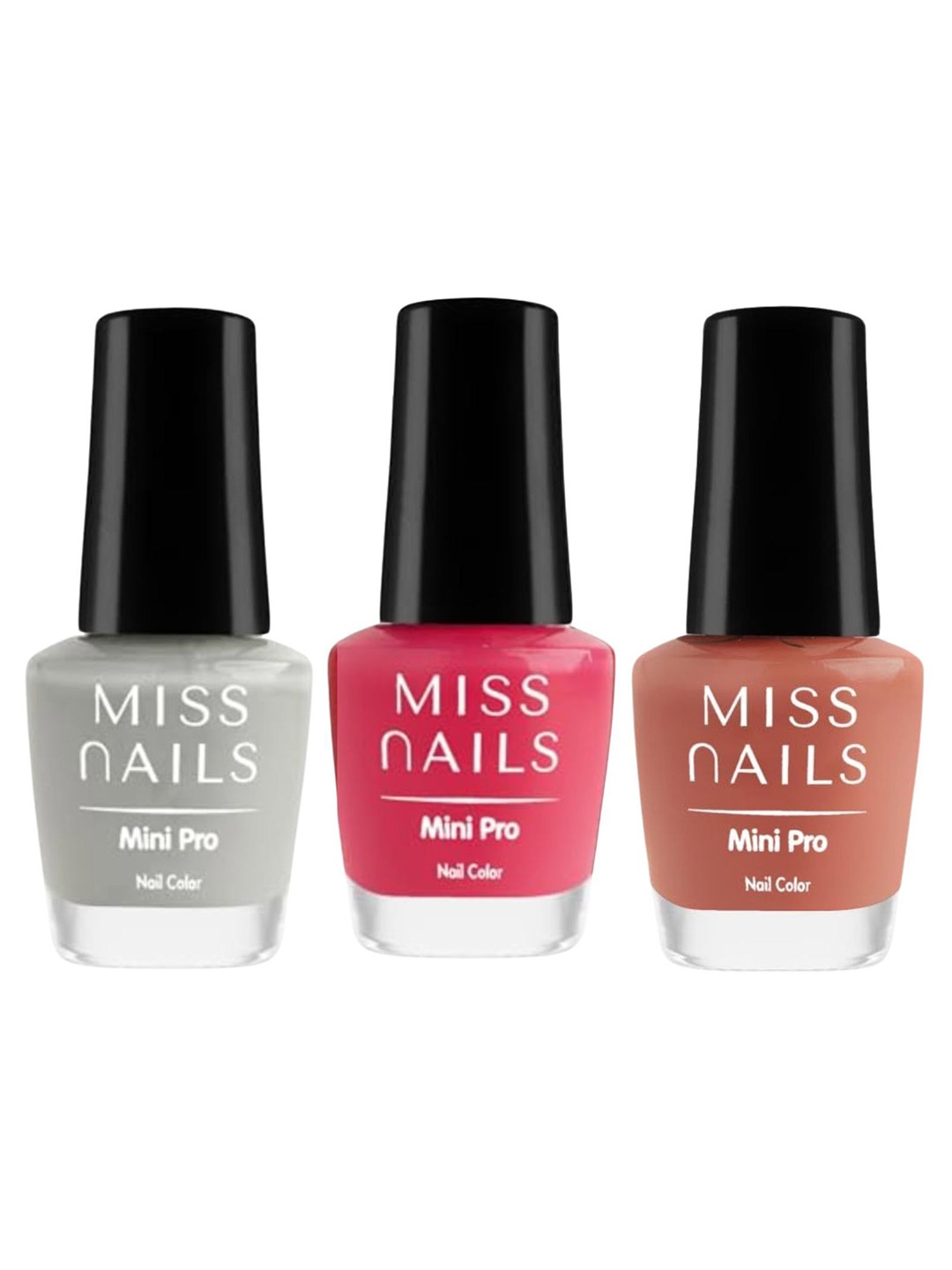 

MISS NAILS Set Of 3 Mini Pro Long Lasting Nail Color - 10 ml Each -Shade 80, Pink