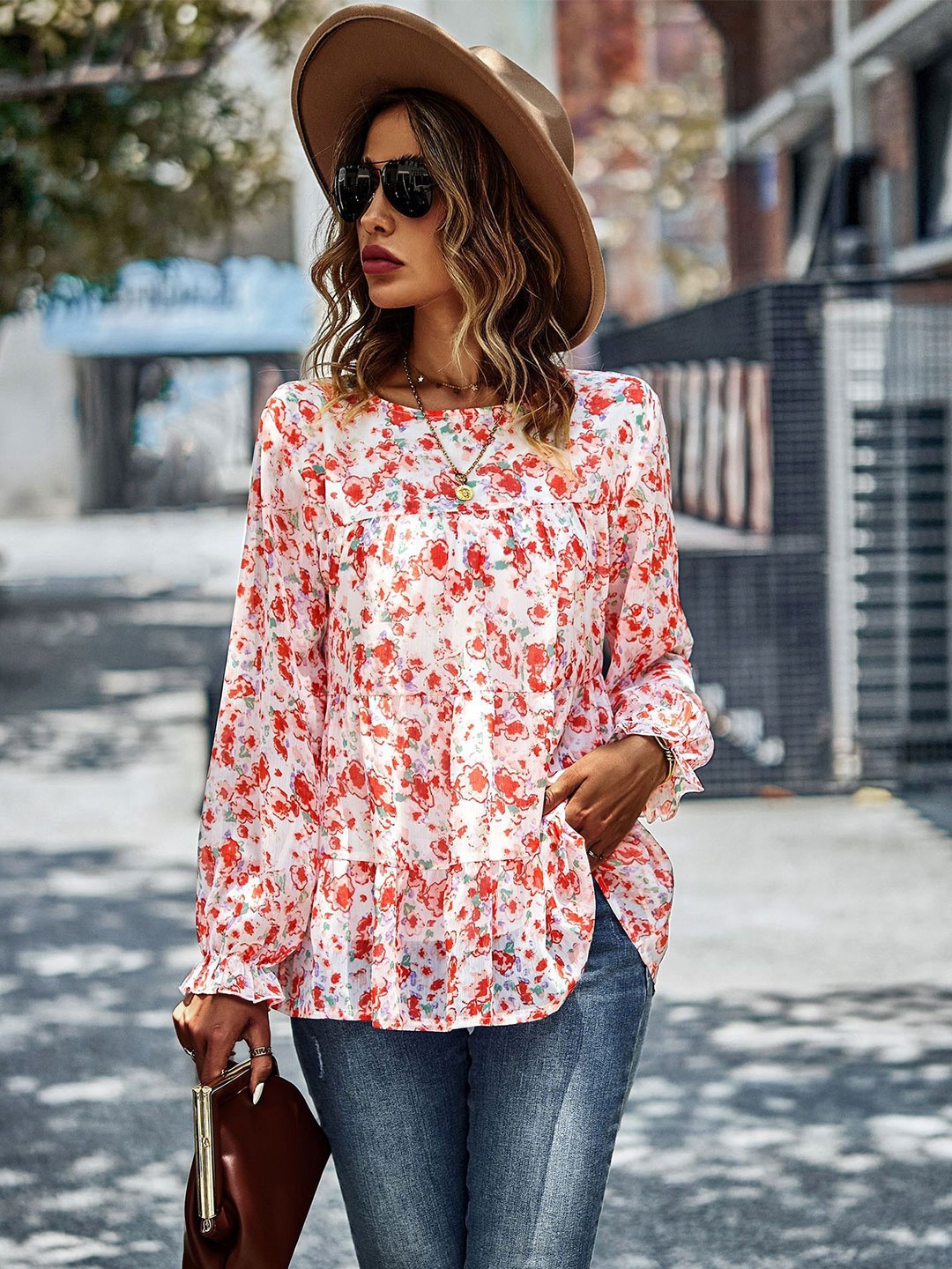 

StyleCast Women Abstract Printed Round Neck Top, Pink