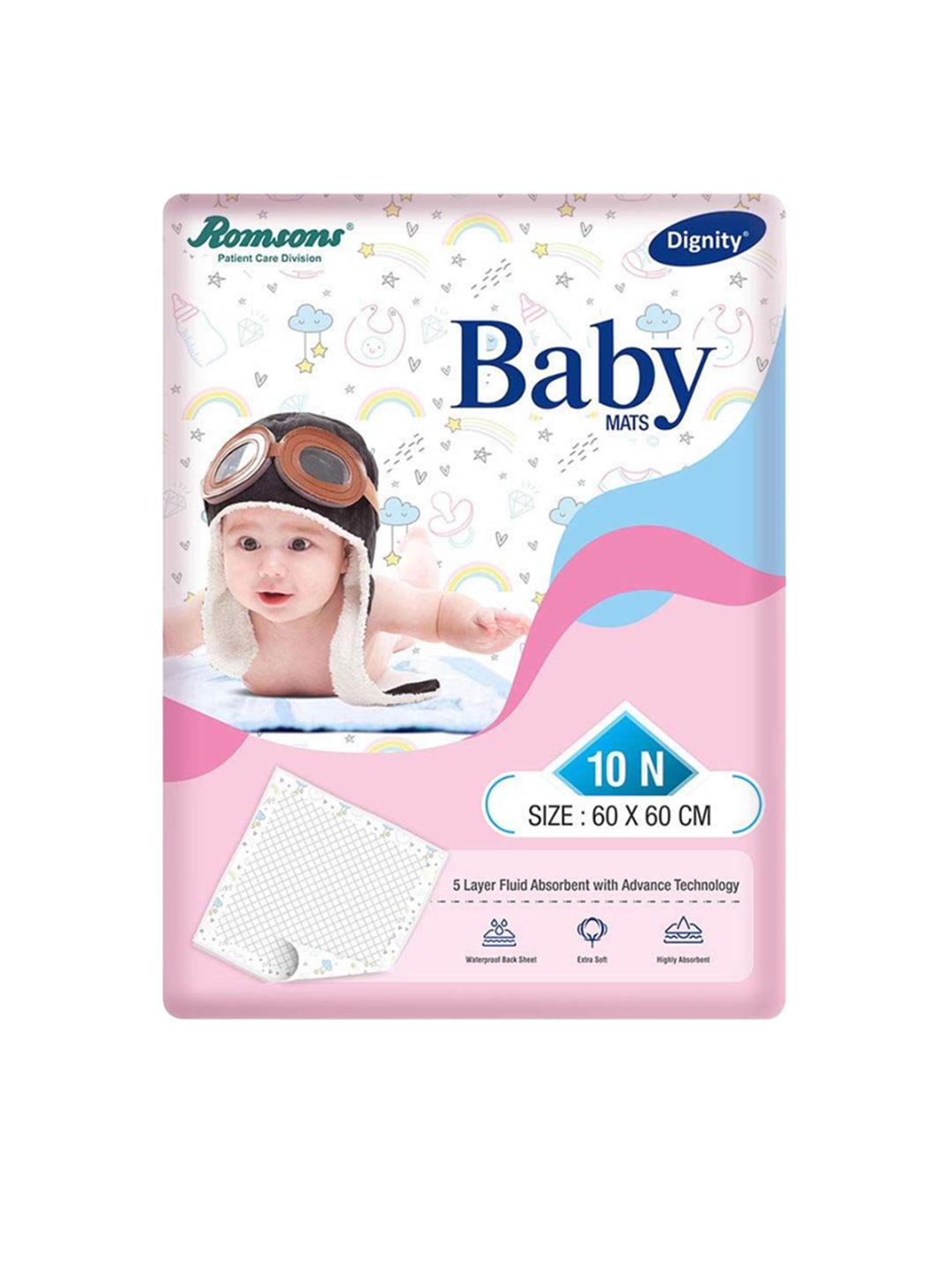 

Romsons Dignity Disposable Baby Changing Mats - 10 Pcs, White