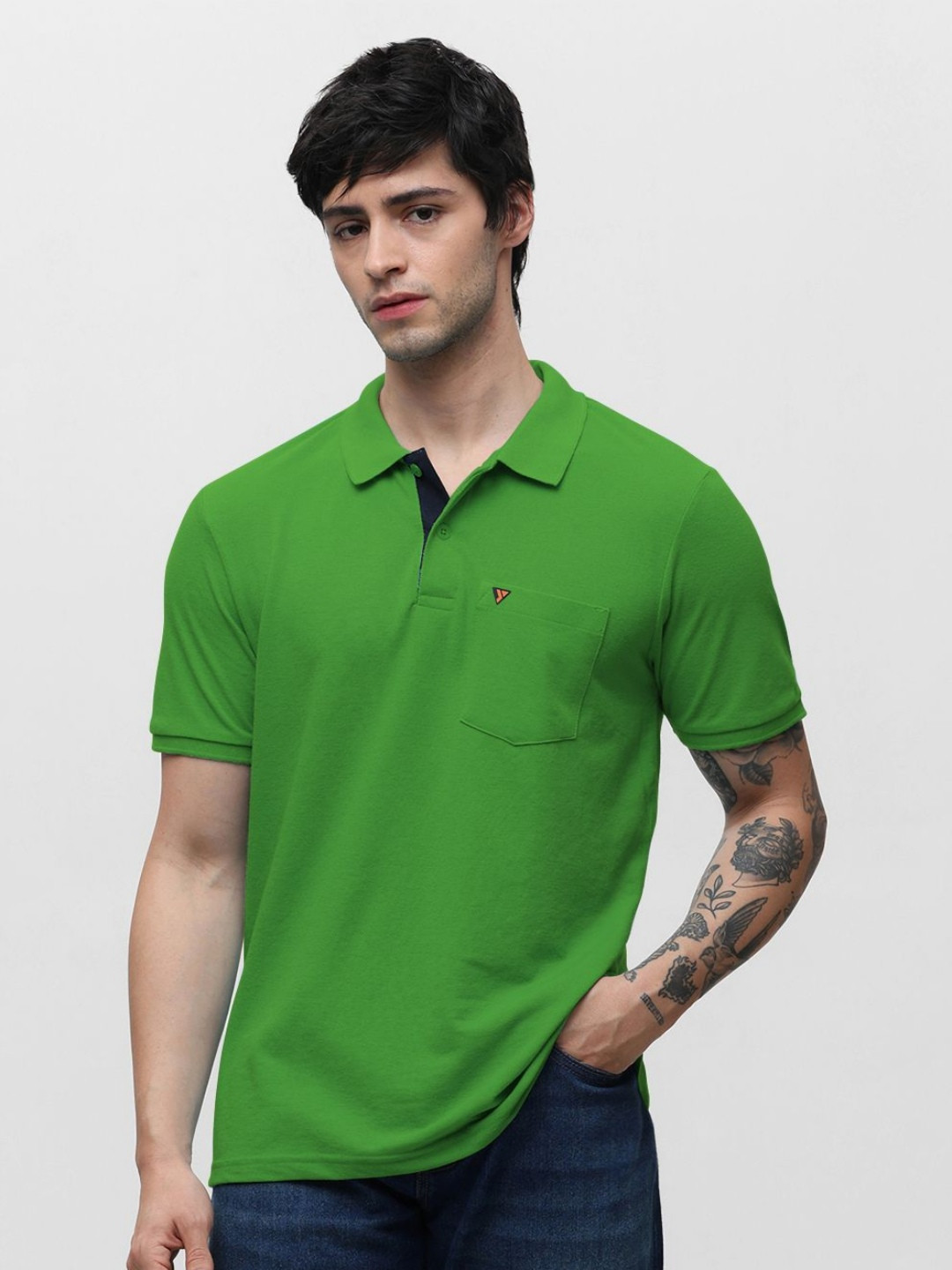 

Klub Fox Men Solid Polo Collar Cotton T-shirt, Green