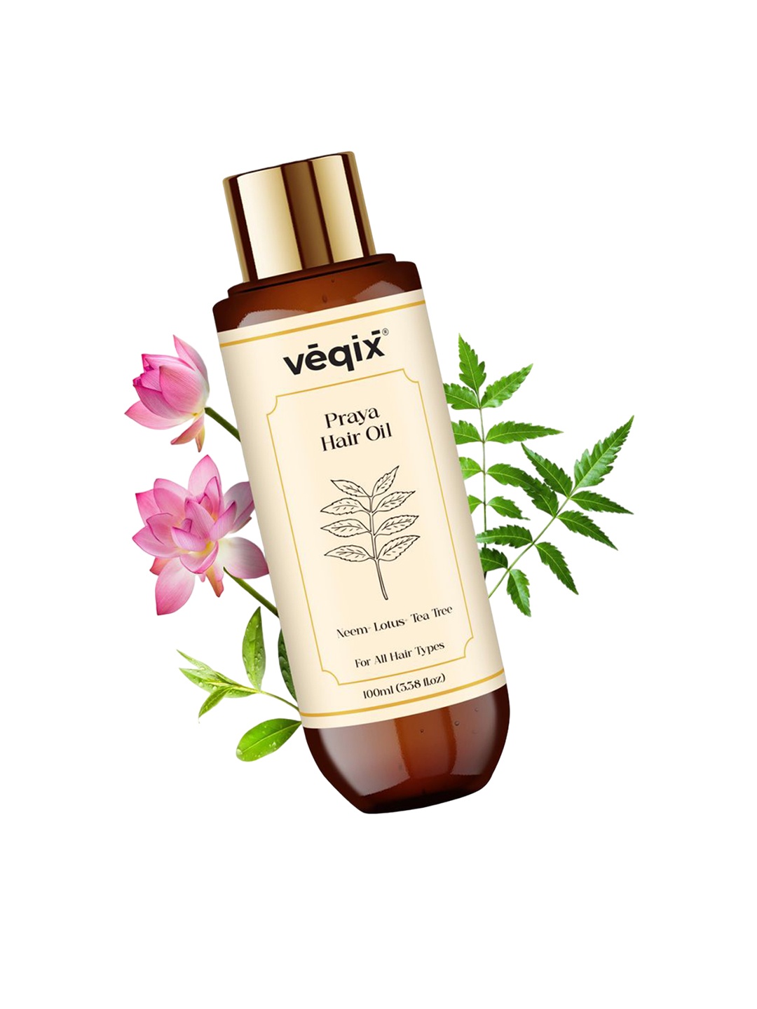 

VEQIX Set Of 2 Praya Hair Oil With Neem Lotus & Tea Tree Extracts - 100 ml Each, Brown
