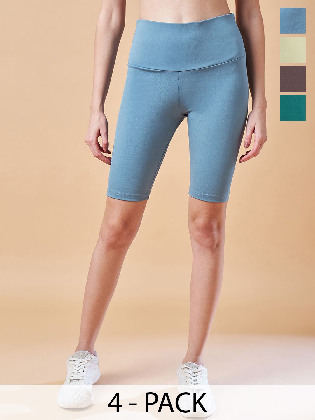 

COLOR CAPITAL Pack Of 4 High-Rise Knee-Length Tights, Blue