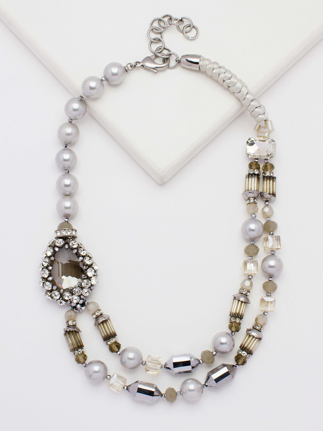 

Rhea Rhodium-Plated Crystal Necklace, Silver