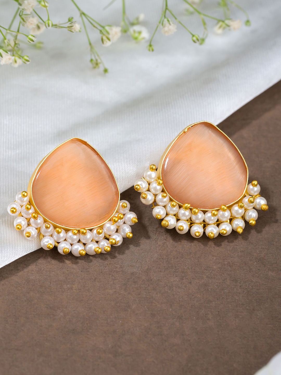 

Designbox Gold-Plated Triangular Studs, Peach