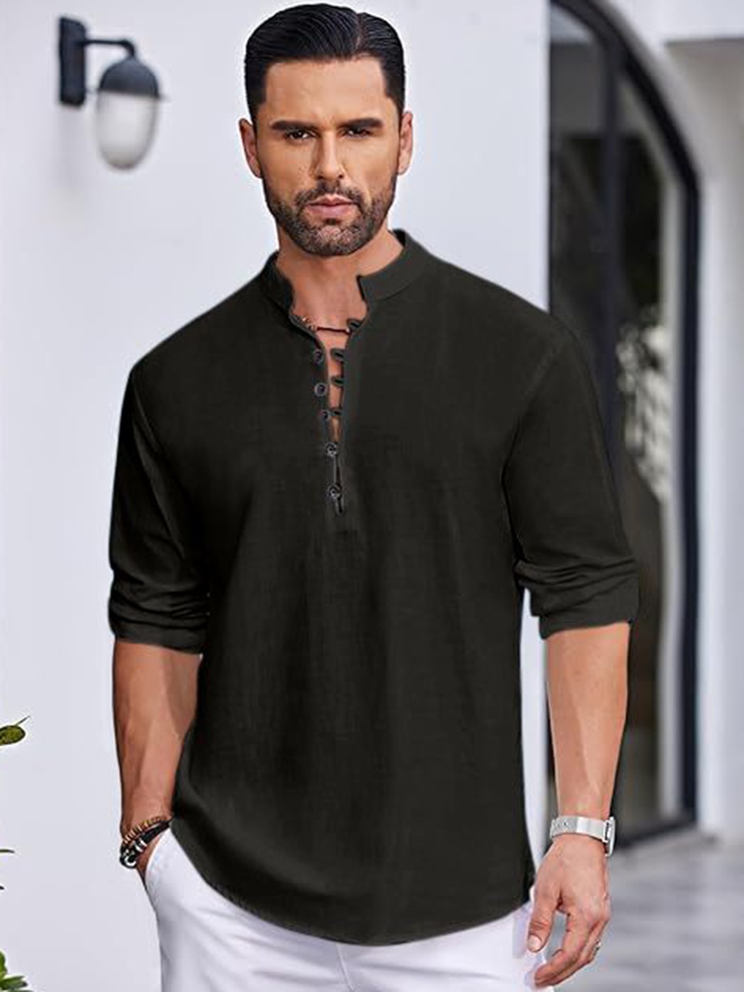

FINIVO FASHION Men Kurta, Black