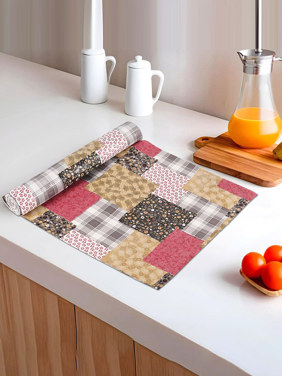 

Kuber Industries Beige Printed Water Resistant Shelf Liner Organisers