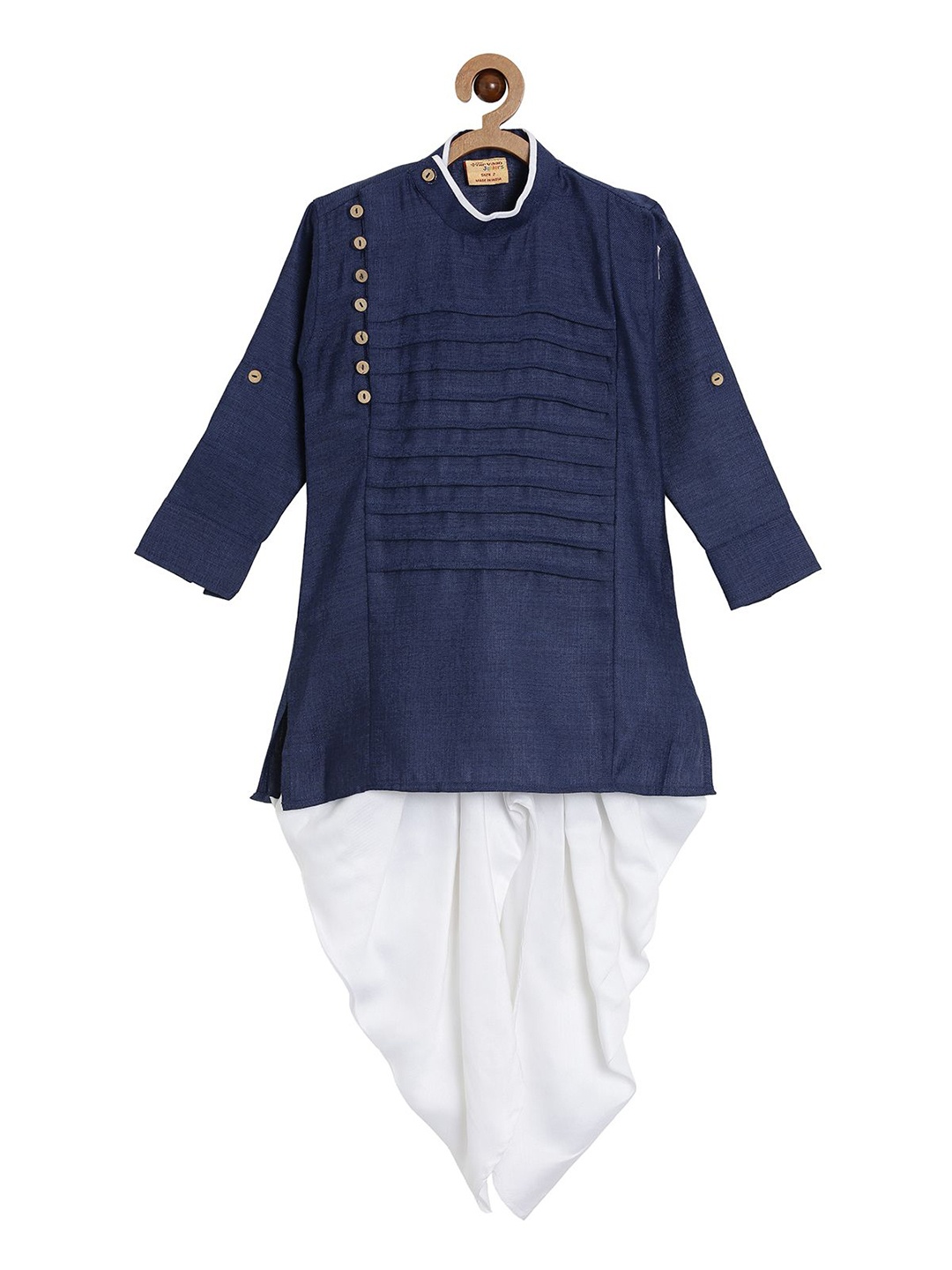 

NIRVAAN Boys Mandarin Collar Pure Cotton Kurta with Dhoti Pants, Blue