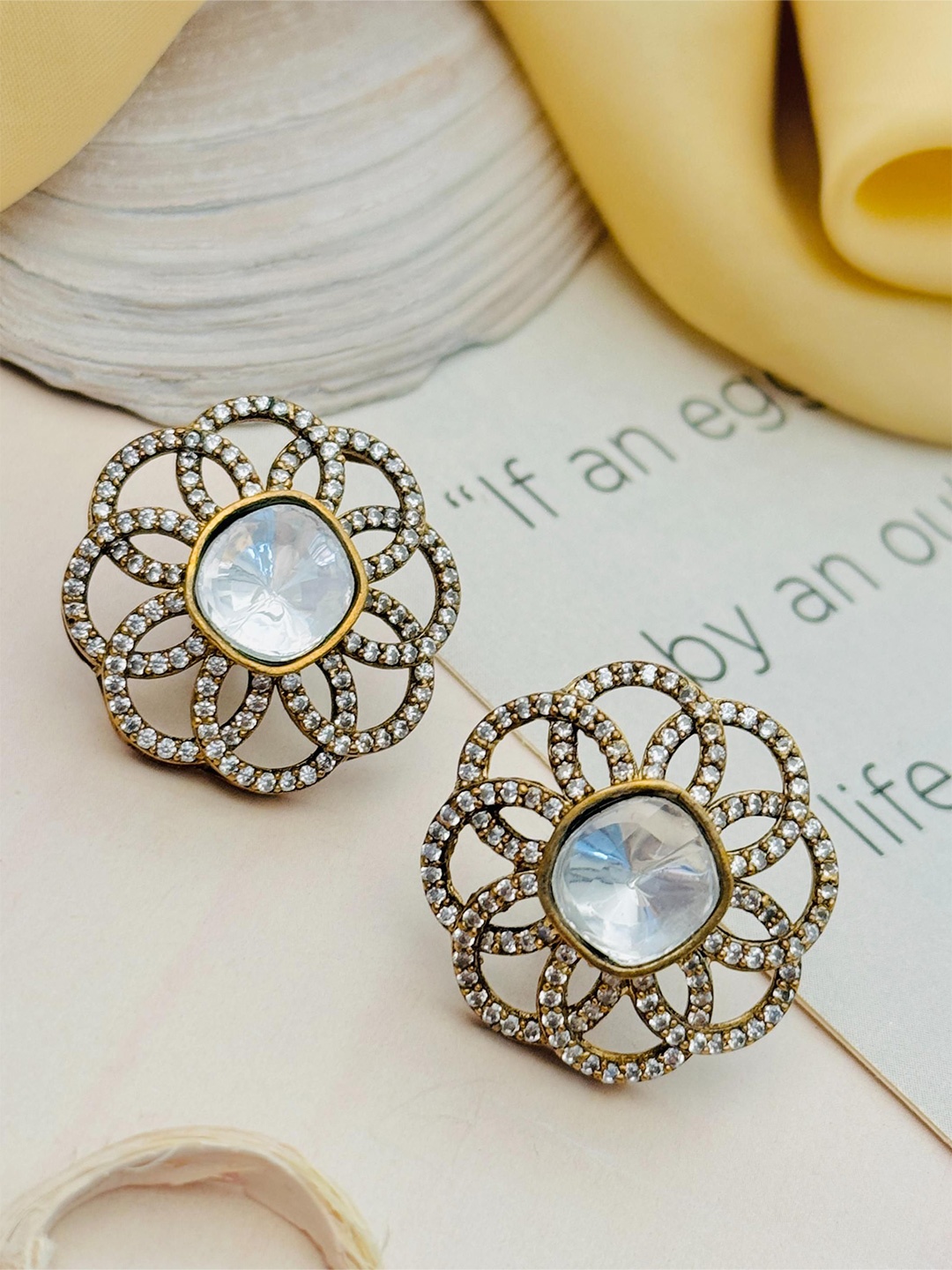 

ABDESIGNS Gold Plated American Diamond Classic Studs