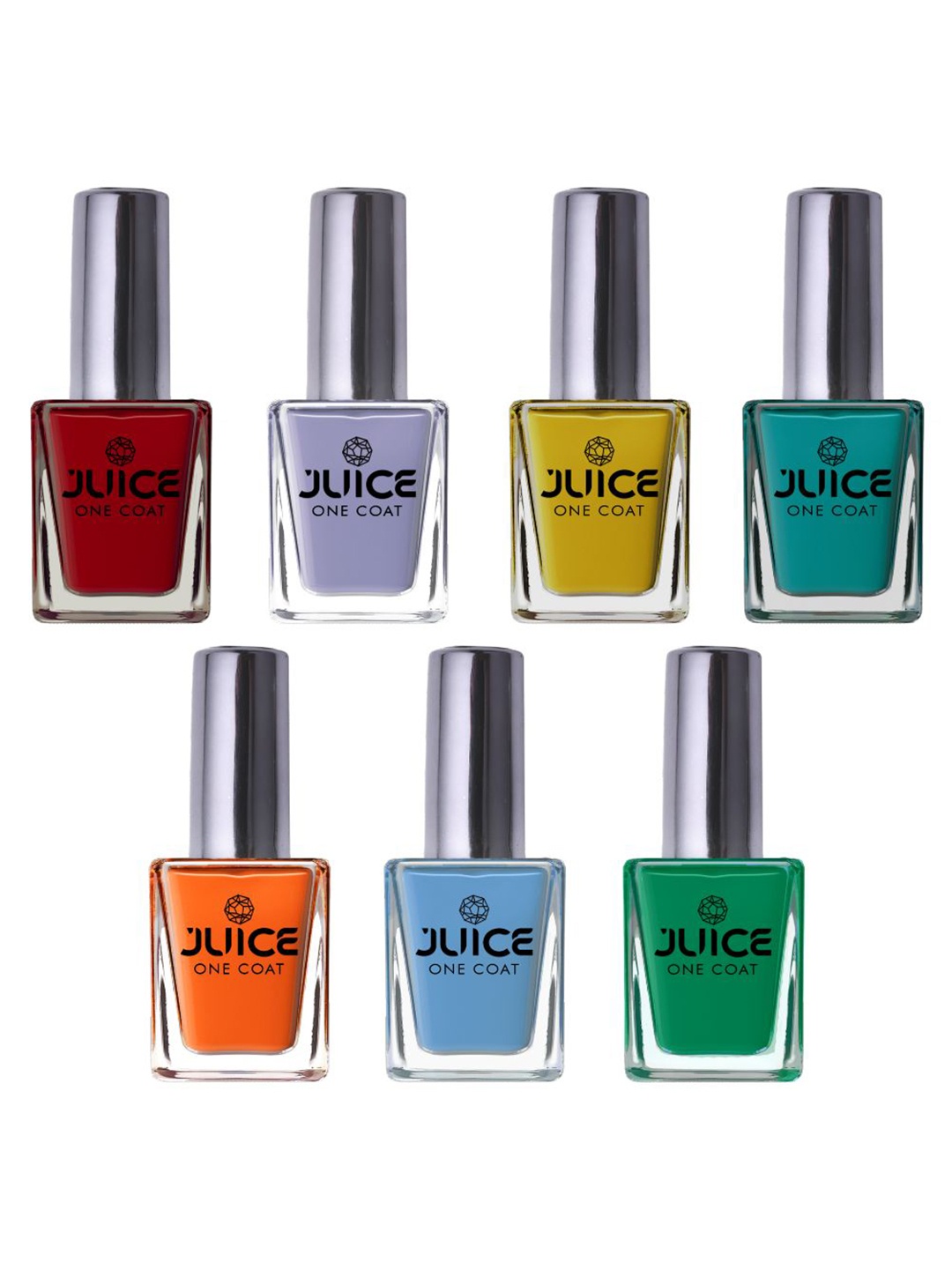 

JUICE Set Of 7 One Coat Longlasting Finish Quick Dry Nail Paint 11 ml Each- Rainbow, Pink