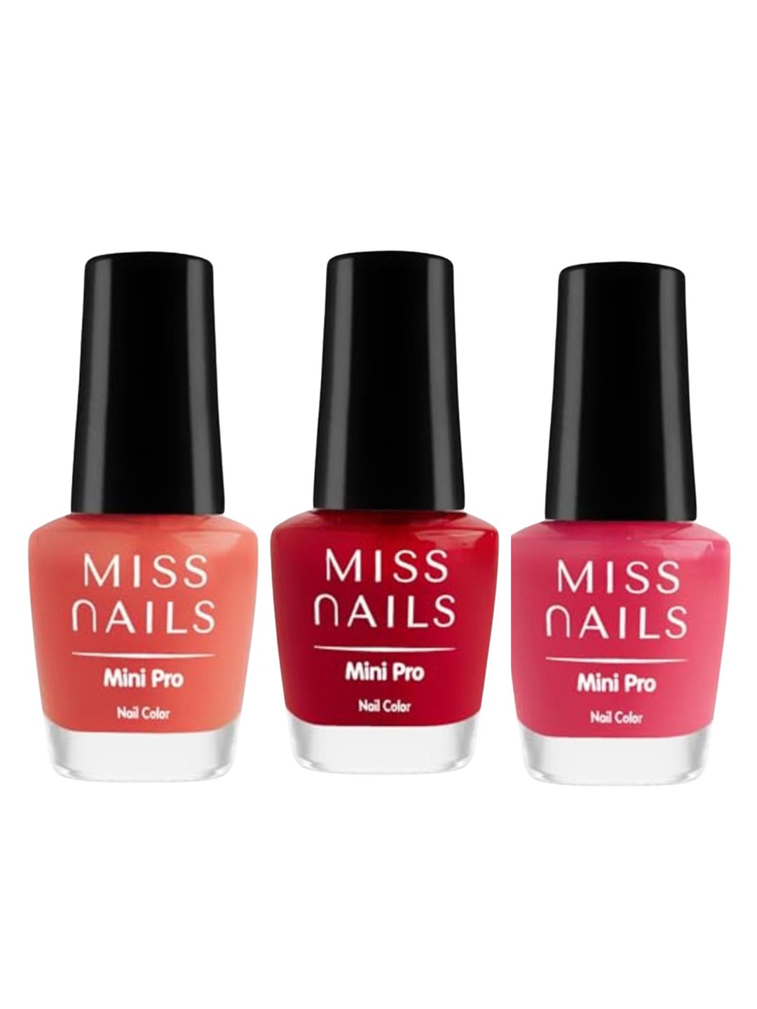 

MISS NAILS Set Of 3 Mini Pro Toxin Free Nail Color - 10 ml Each - Shade 96, Red