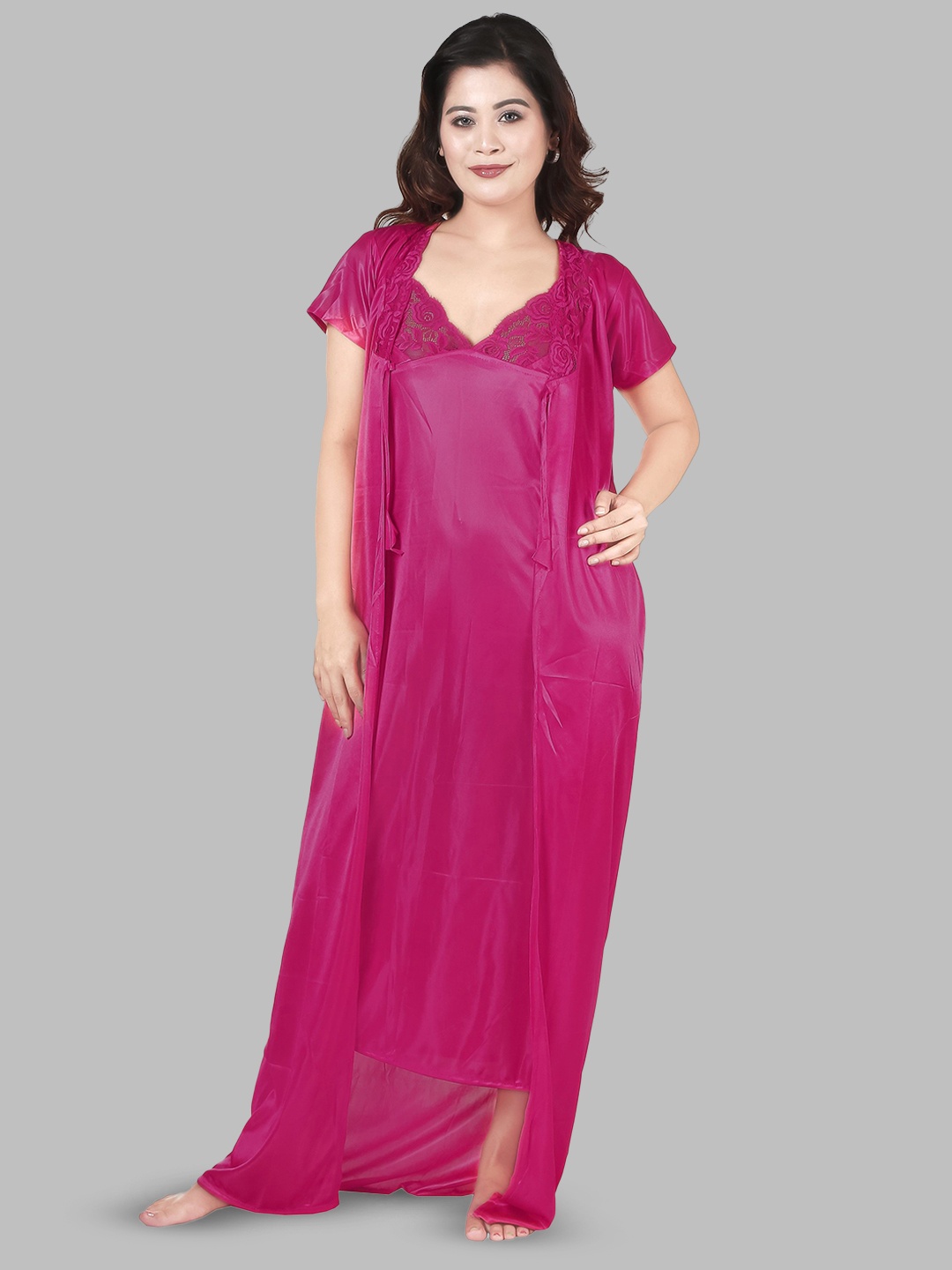 

BAESD Solid Maxi Nightdress, Pink