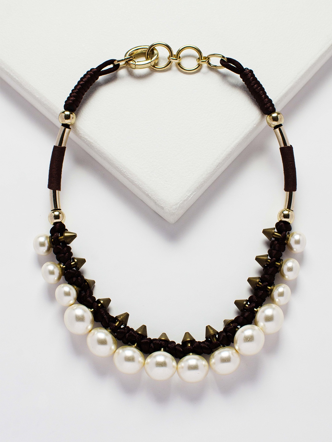 

Rhea Pearl Spires Collar Necklace, Brown