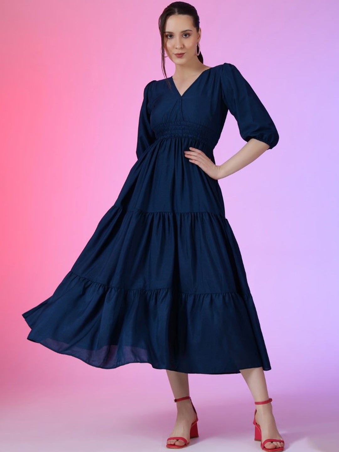 

Krunal Raiyani Applique Fit & Flare Maxi Dress, Blue