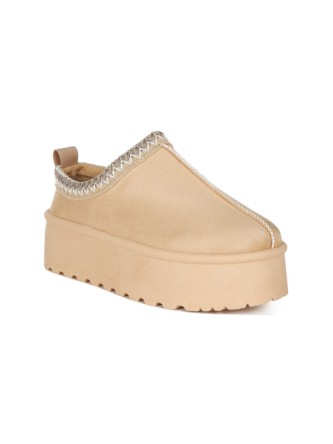 

London Rag Embroidered Platform Classic Slip-On Casual Shoes, Beige