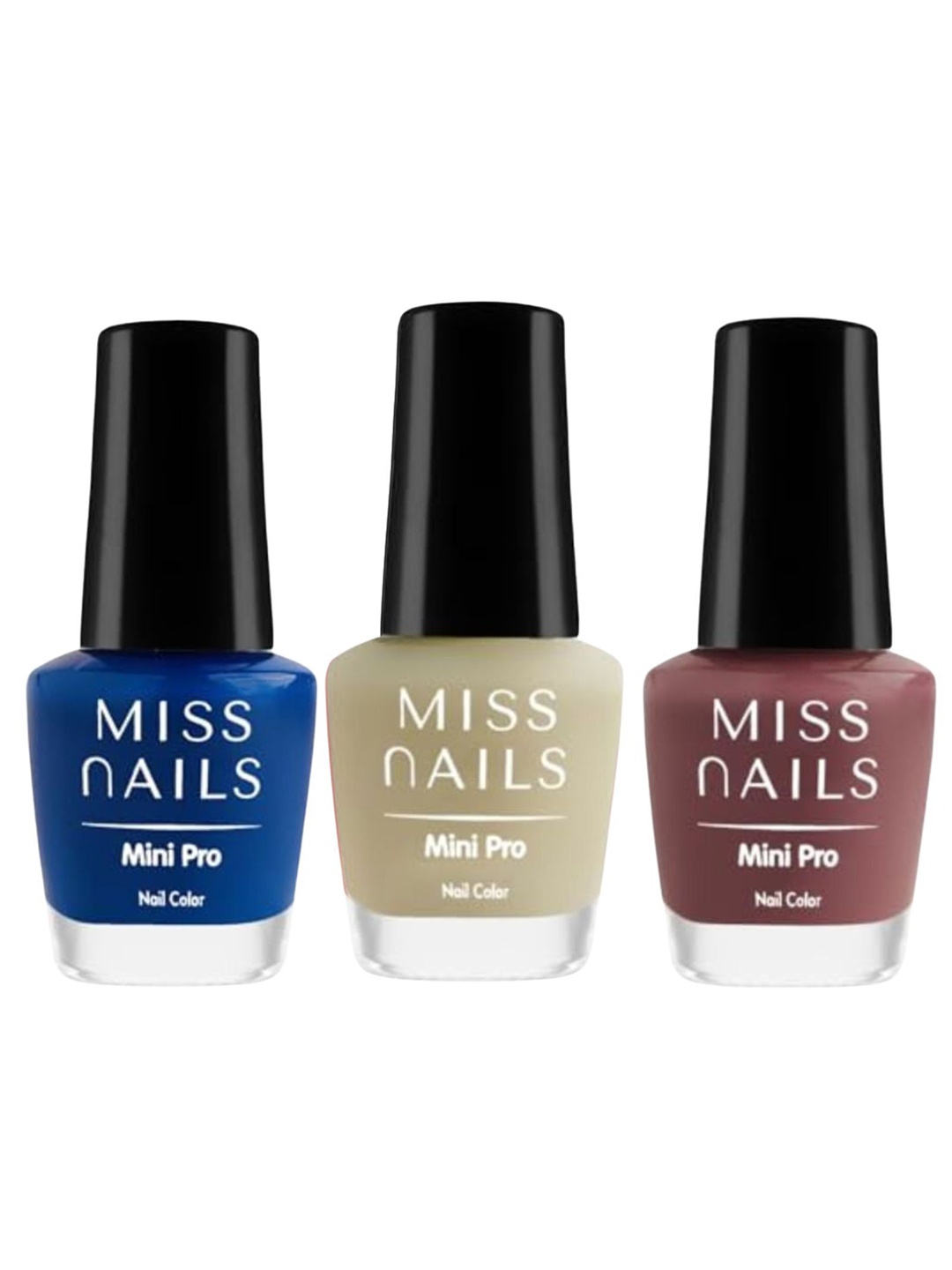 

MISS NAILS Set Of 3 Mini Pro Toxin Free Nail Polish - 10 ml Each - Shade 94, Blue