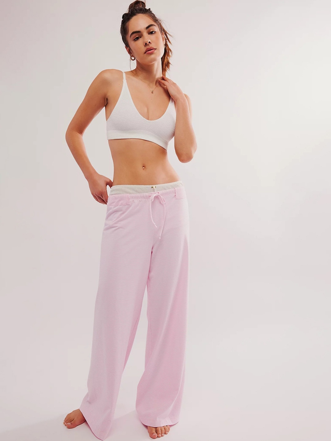 

LULU & SKY Women Causal Parallel Trousers, Pink